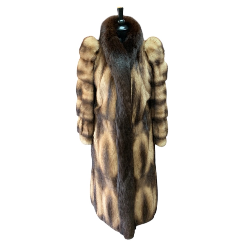 Genuine Long Fur Coat in Natural Brown